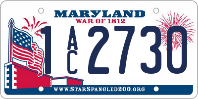 MD license plate 1AC2730