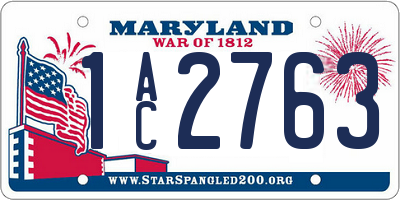 MD license plate 1AC2763