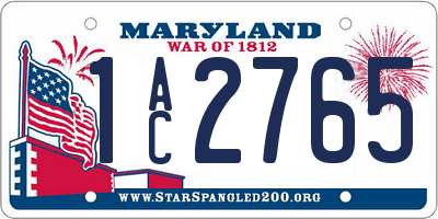 MD license plate 1AC2765