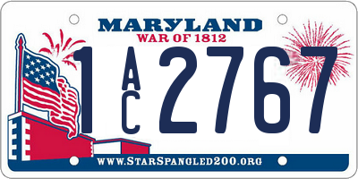 MD license plate 1AC2767