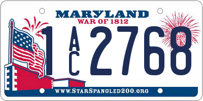 MD license plate 1AC2768