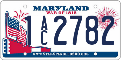 MD license plate 1AC2782