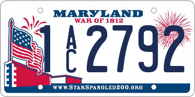 MD license plate 1AC2792