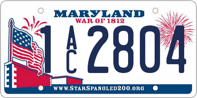 MD license plate 1AC2804