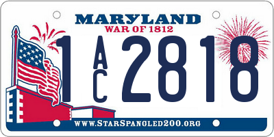 MD license plate 1AC2818