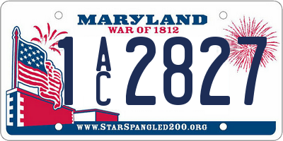 MD license plate 1AC2827