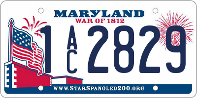 MD license plate 1AC2829