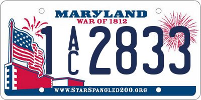 MD license plate 1AC2833