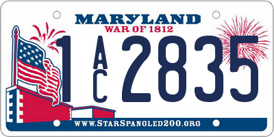 MD license plate 1AC2835