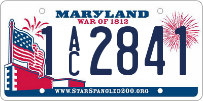 MD license plate 1AC2841
