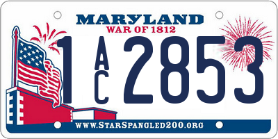 MD license plate 1AC2853