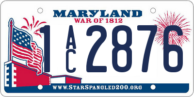 MD license plate 1AC2876