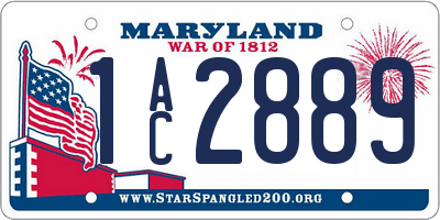 MD license plate 1AC2889