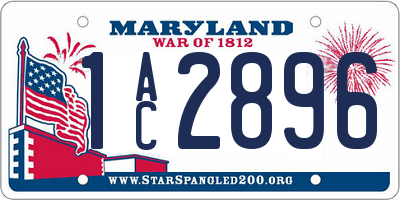 MD license plate 1AC2896