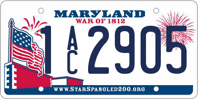 MD license plate 1AC2905