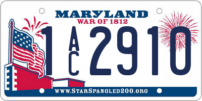 MD license plate 1AC2910