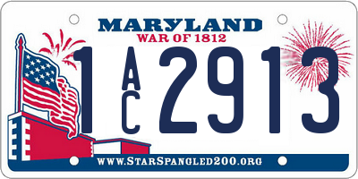 MD license plate 1AC2913