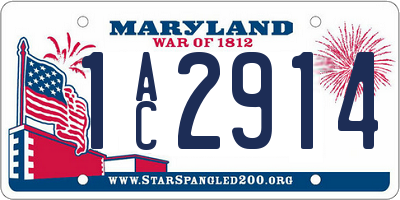 MD license plate 1AC2914