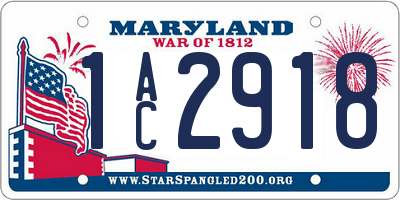 MD license plate 1AC2918