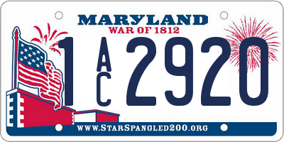 MD license plate 1AC2920