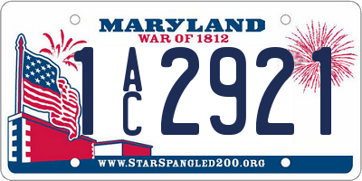MD license plate 1AC2921