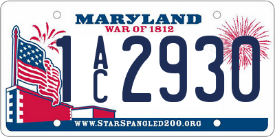 MD license plate 1AC2930