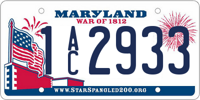 MD license plate 1AC2933
