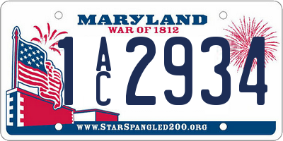 MD license plate 1AC2934