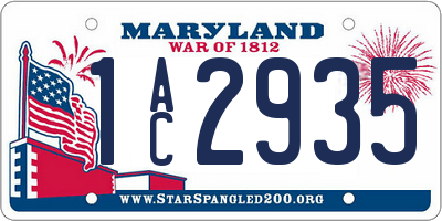 MD license plate 1AC2935