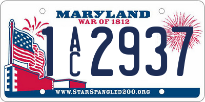 MD license plate 1AC2937
