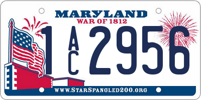 MD license plate 1AC2956