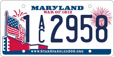 MD license plate 1AC2958