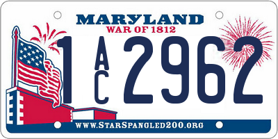MD license plate 1AC2962