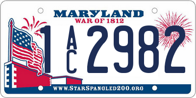 MD license plate 1AC2982