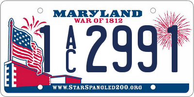 MD license plate 1AC2991