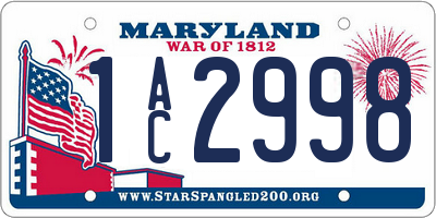 MD license plate 1AC2998