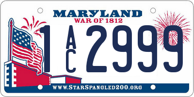 MD license plate 1AC2999