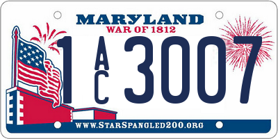 MD license plate 1AC3007