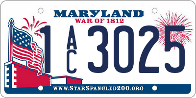 MD license plate 1AC3025