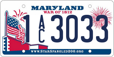 MD license plate 1AC3033
