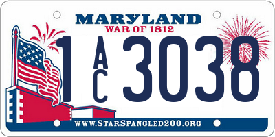 MD license plate 1AC3038