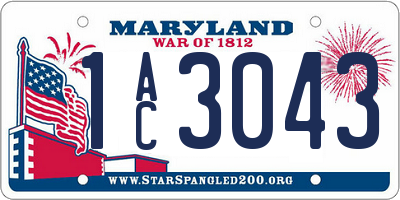 MD license plate 1AC3043