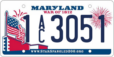 MD license plate 1AC3051
