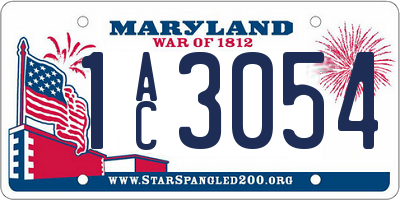 MD license plate 1AC3054