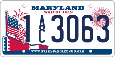 MD license plate 1AC3063