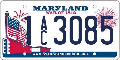 MD license plate 1AC3085