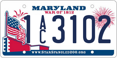 MD license plate 1AC3102