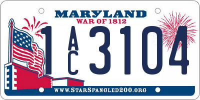 MD license plate 1AC3104