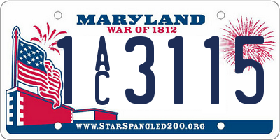 MD license plate 1AC3115