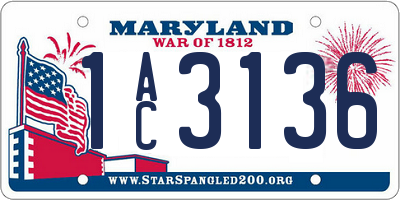 MD license plate 1AC3136